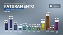 Gráfico co crescimento do faturamento das franquias por setor, segundo a AFB (Associação Brasileira de Franchising).