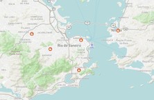 Mapa com regiões destacadas para quem busca onde alugar uma dark kitchen no Rio de Janeiro e em Niterói.